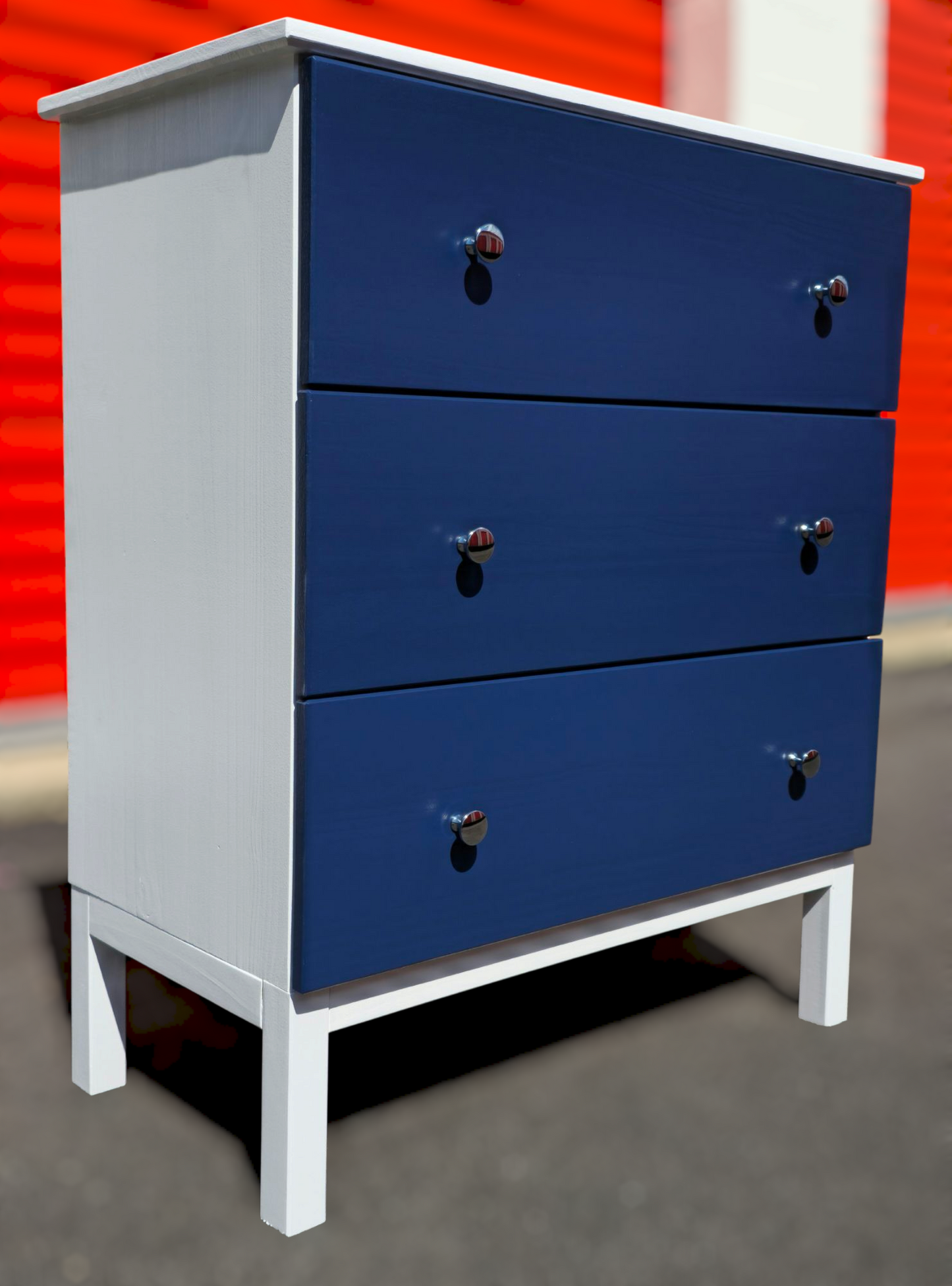 Refinished three-drawer chest of drawers