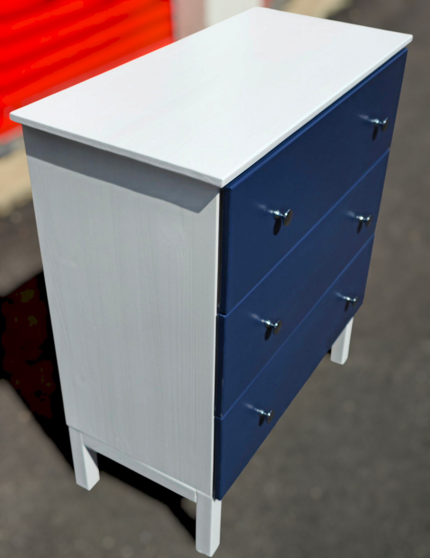 Refinished three-drawer chest of drawers
