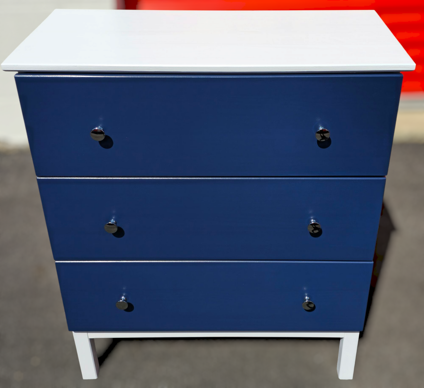 Refinished three-drawer chest of drawers