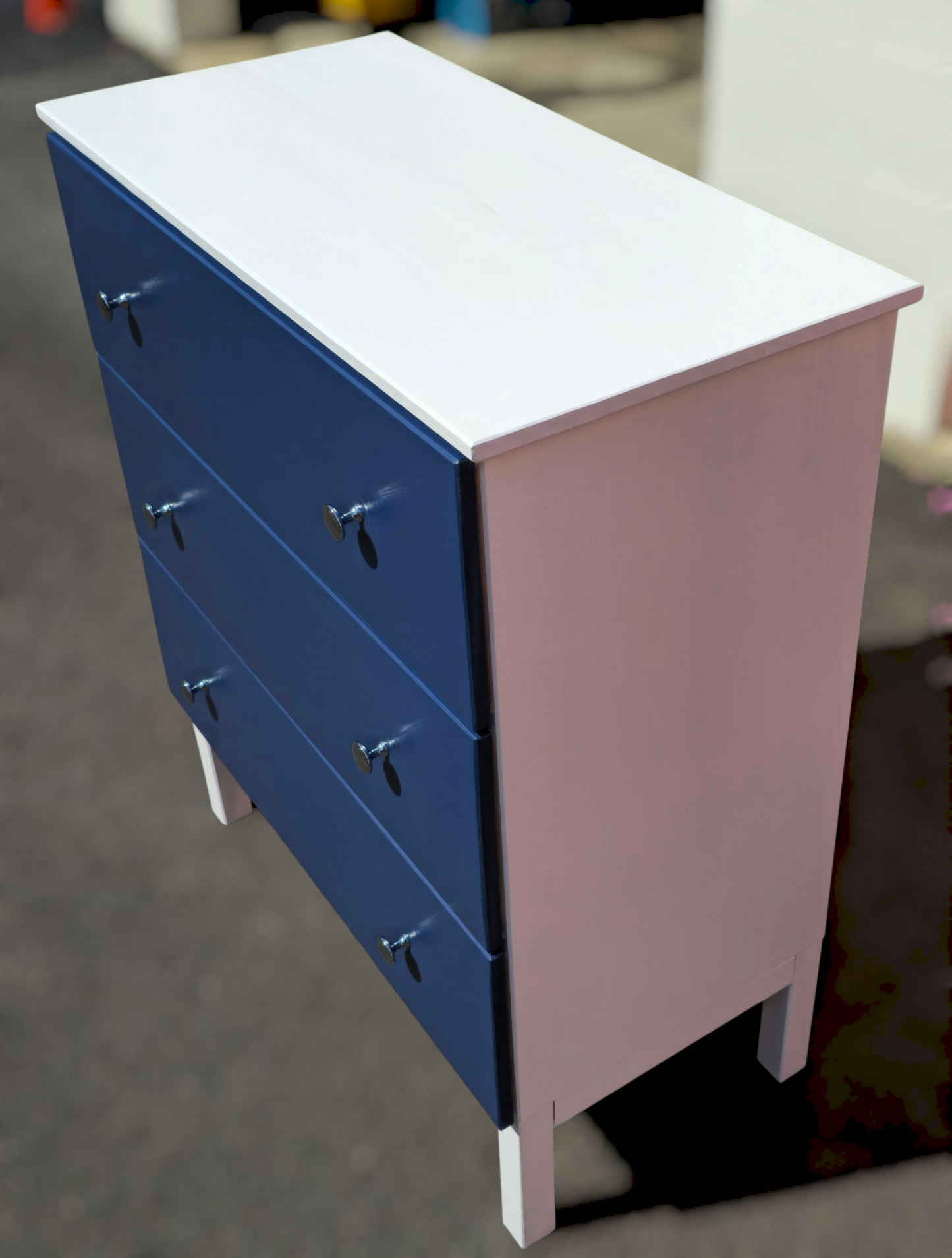 Refinished three-drawer chest of drawers