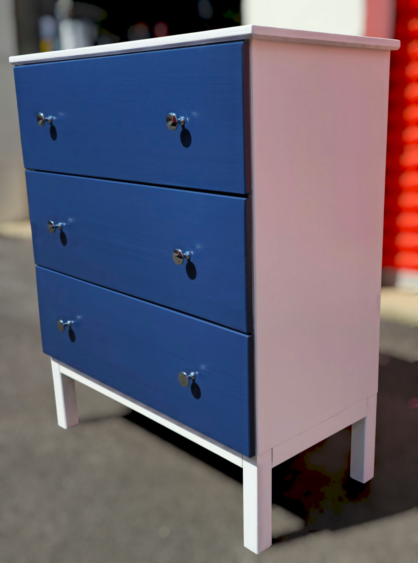 Refinished three-drawer chest of drawers