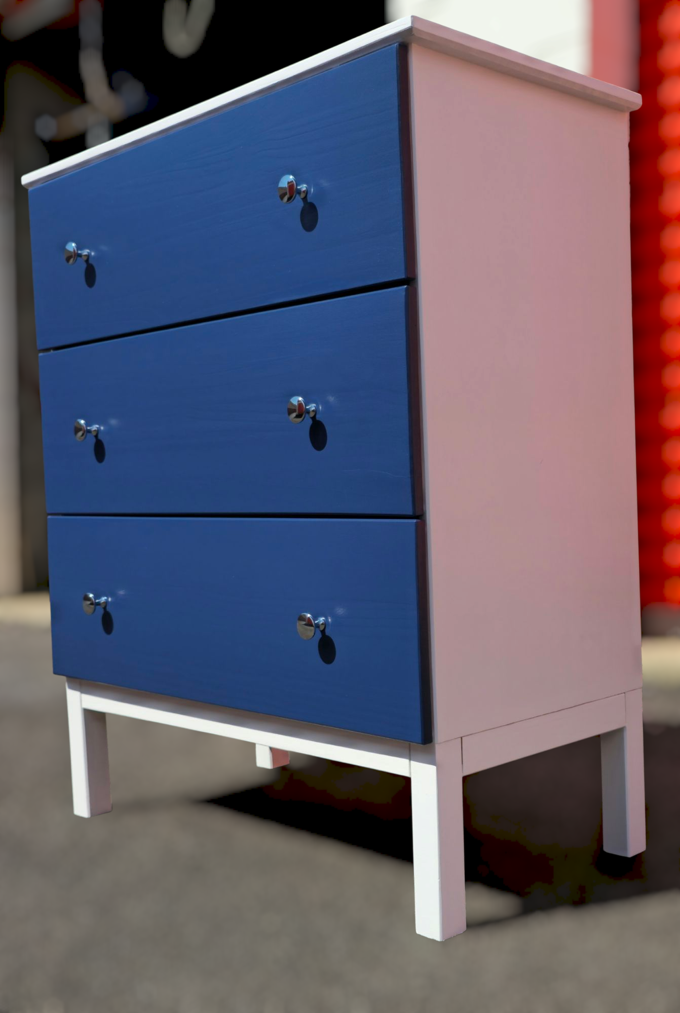 Refinished three-drawer chest of drawers
