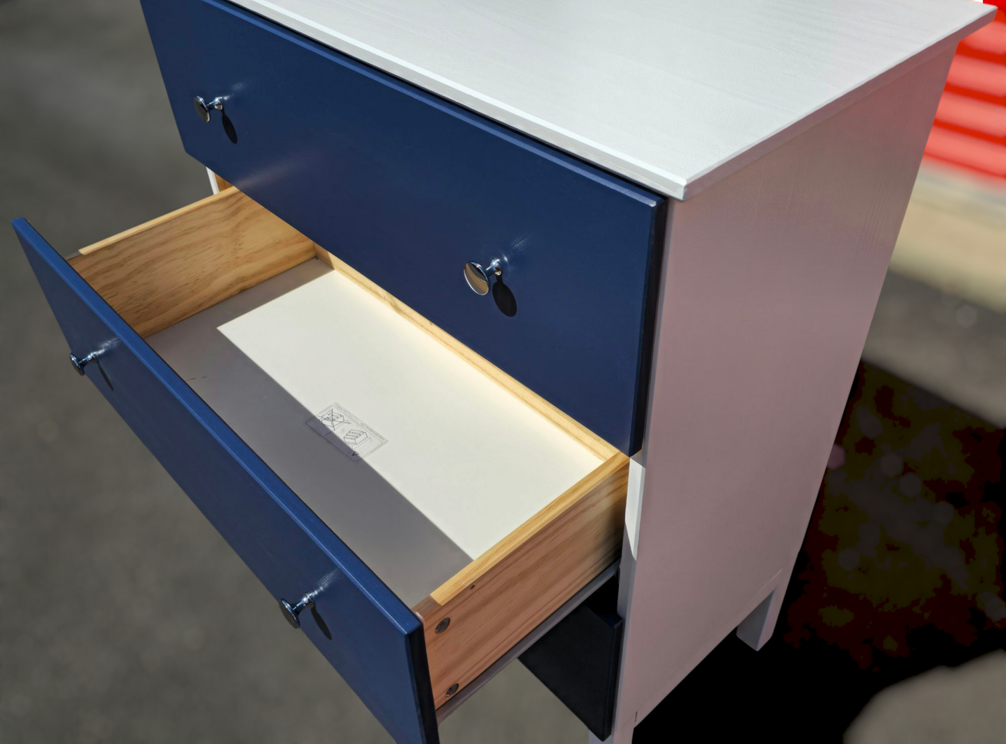 Refinished three-drawer chest of drawers