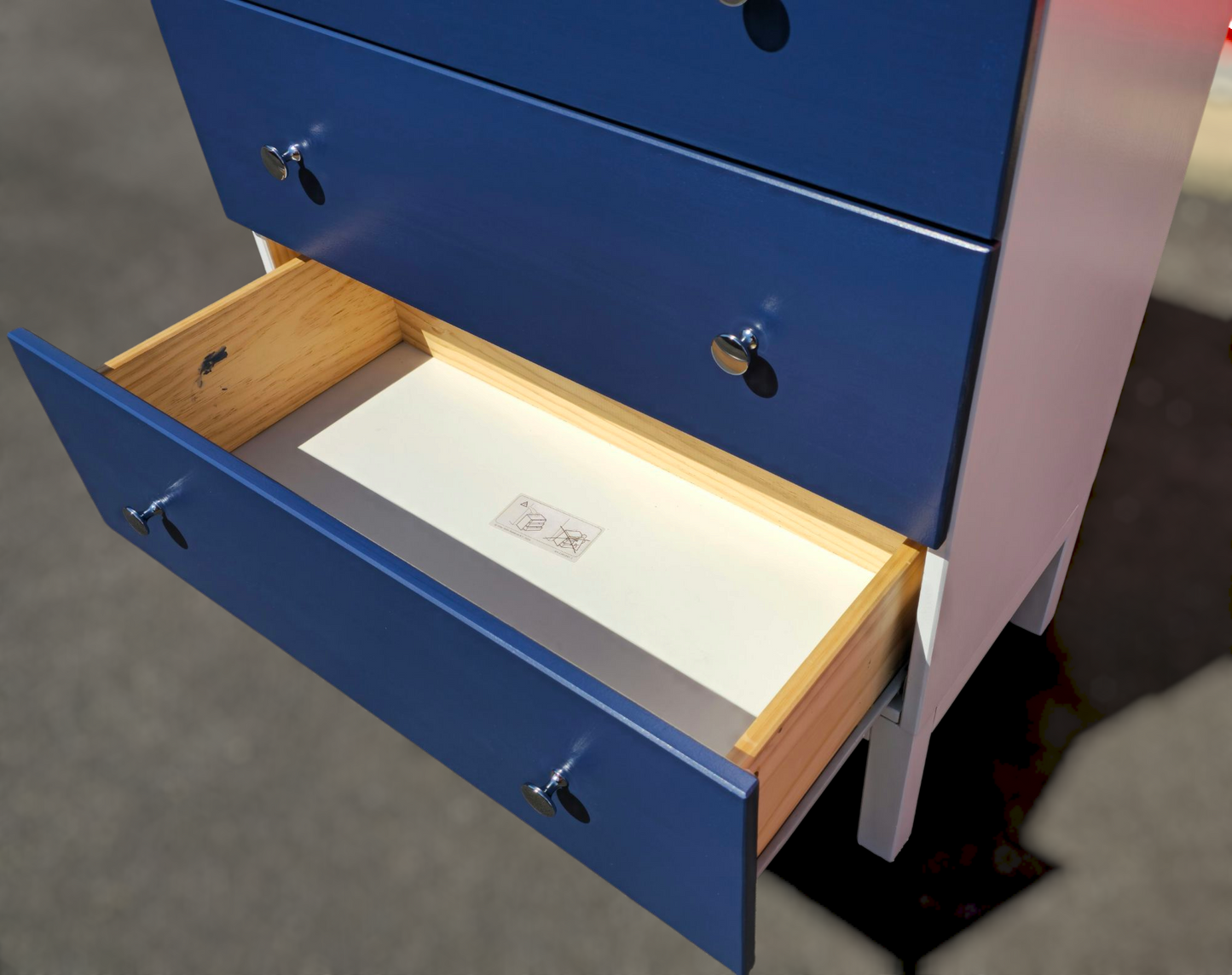Refinished three-drawer chest of drawers