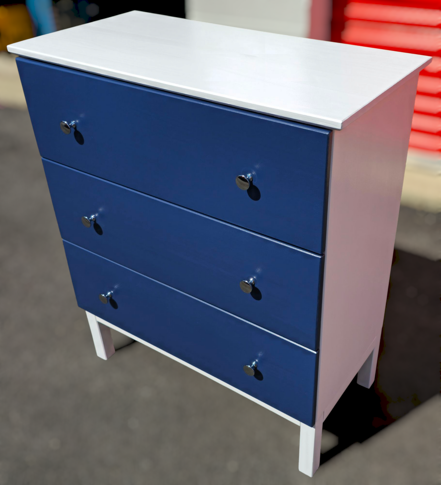 Refinished three-drawer chest of drawers