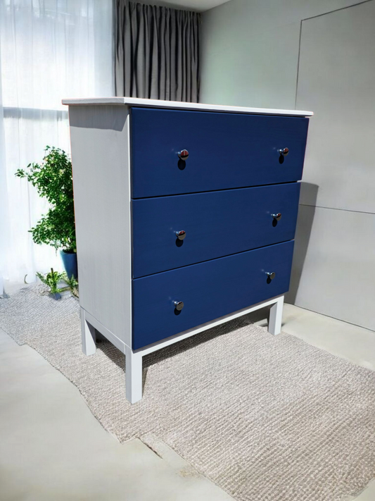 Refinished three-drawer chest of drawers